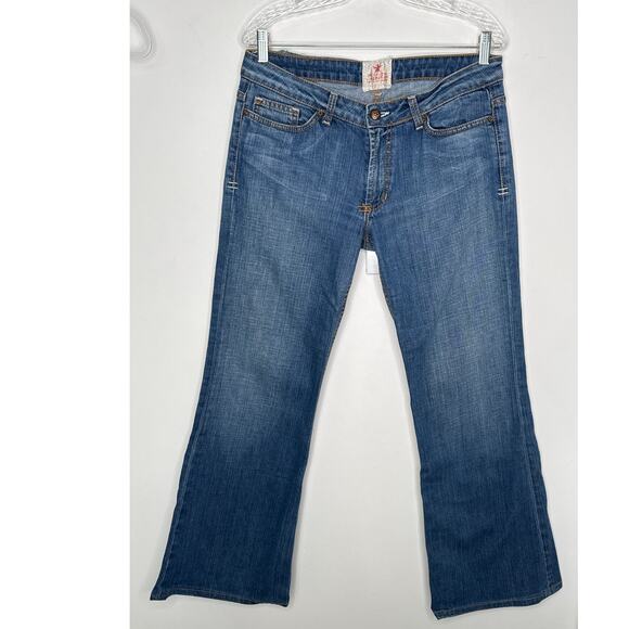 Y2K People’s Liberation Bella Bootcut Jeans Star Stitch Size 8/10 USA - Picture 2 of 13